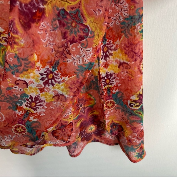 JESSICA LONDON Women’s 16W Long Tunic Colorful SHEER Roll Tab‎  Button Topper - Picture 8 of 15